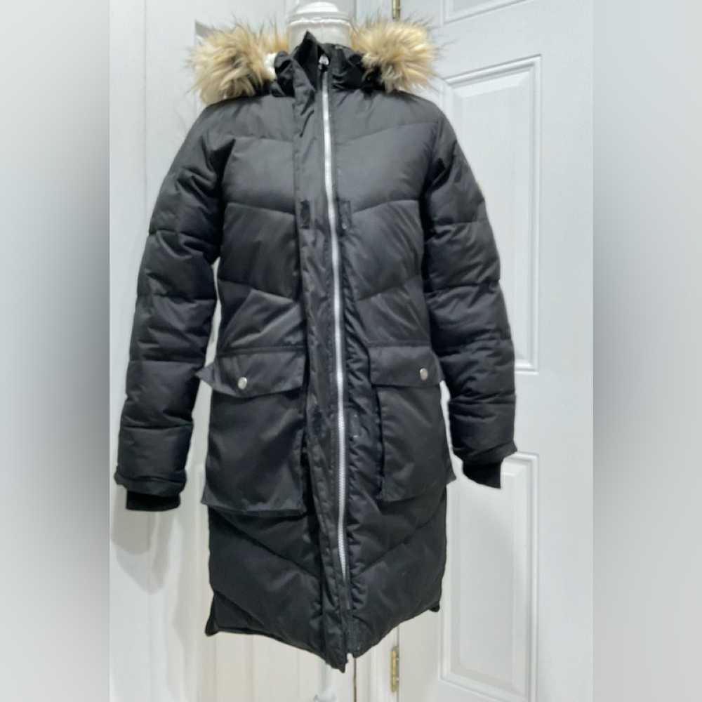 🍏🍏 2par2 Teens Black Double Fleece Lining Hood Pockets Winter Coat, 12Y